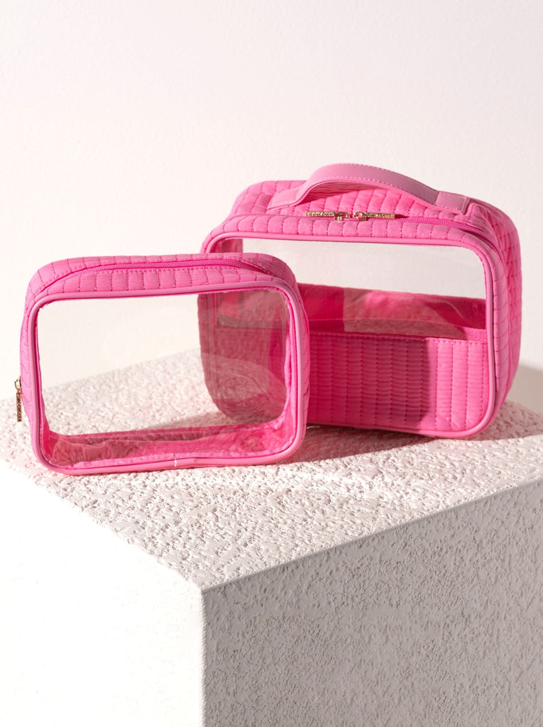 Shiraleah Ezra Set Of 2 Clear Cosmetic Cases, Pink by Shiraleah Shiraleah 