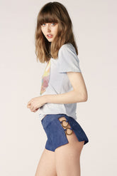 Sexy Sadie Suede Shorts in Navy The Label stoned immaculate 