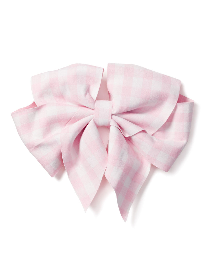 Girl's Twill Hair Bows in Pink Gingham Children's Accessories Petite Plume Large Bow 