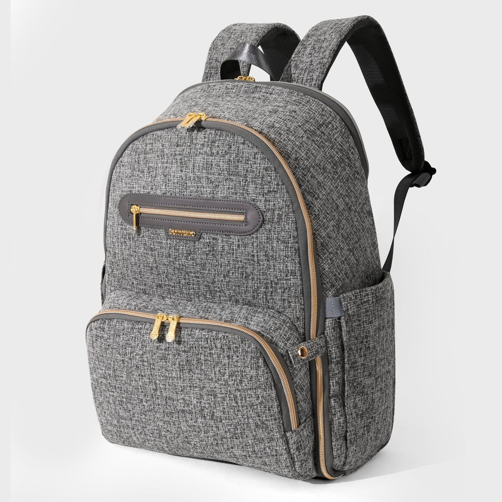 Tweed Luxe Foldable Diaper Backpack Diaper Backpack SUNVENO Grey 