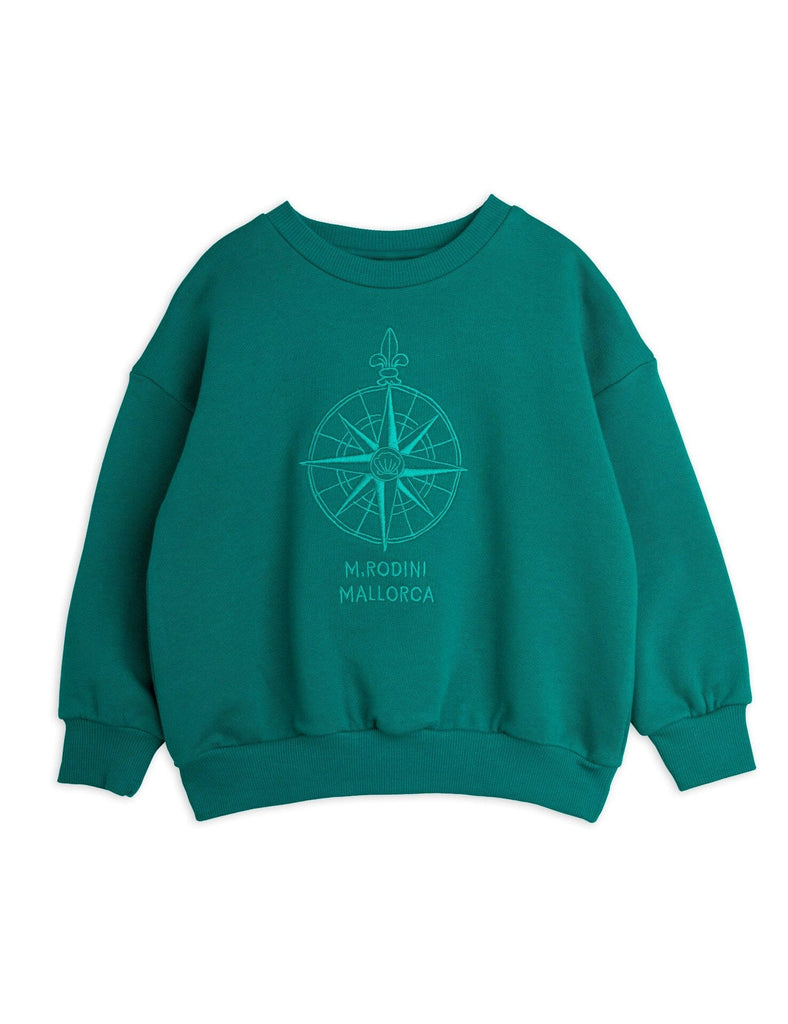 Compass Embroidered Sweatshirt | Green Sweatshirts Mini Rodini 92/98 (1-3Y) Green 