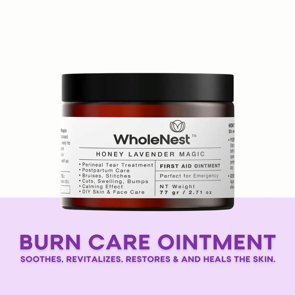 Burns Ointment, First Aid Wound Care, Cuts, Scars, Bruises, Bumps, Organic Healing Salve | Honey Lavender Magic Wholenest Wellness WholeNest 