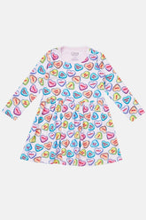 Stretchy Long Sleeve Twirl Dress - Candy Hearts by Clover Baby & Kids Dresses Clover Baby & Kids 