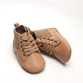 Leather Knit Combat Boot | Color 'Tan' Shoes Consciously Baby 