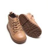 Leather Knit Combat Boot | Color 'Tan' Shoes Consciously Baby 