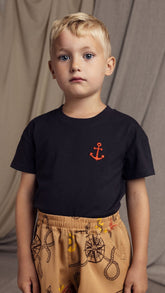Anchor Embroidered T-Shirt Tops & Tees Mini Rodini 