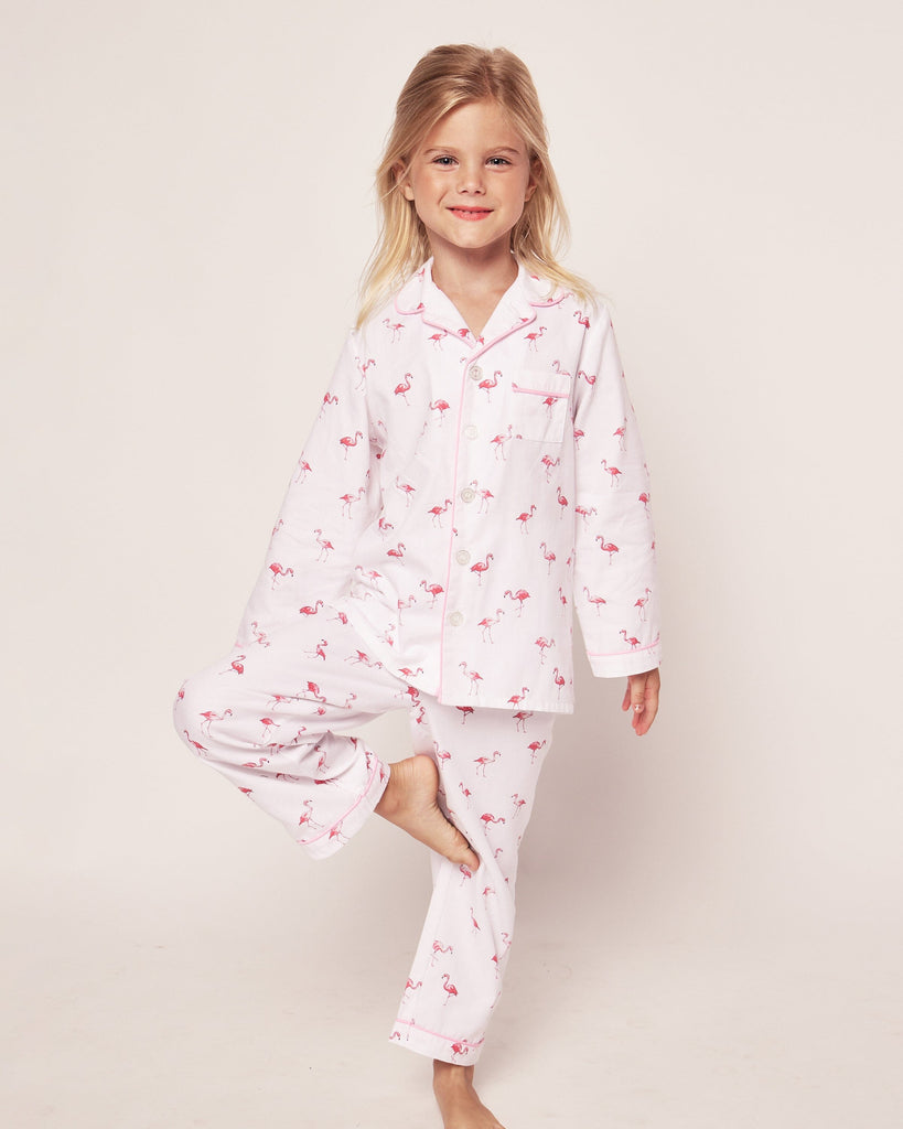 Kid's Twill Pajama Set in Flamingos Children's Pajamas Petite Plume 