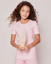Kid's Pima Snug Fit Pajama Short Set in Pink Stripes Children's Short Set - TF Petite Plume 