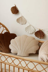 Velvet “Cream Pearl” Shell Pillow Cushion moimili.us 