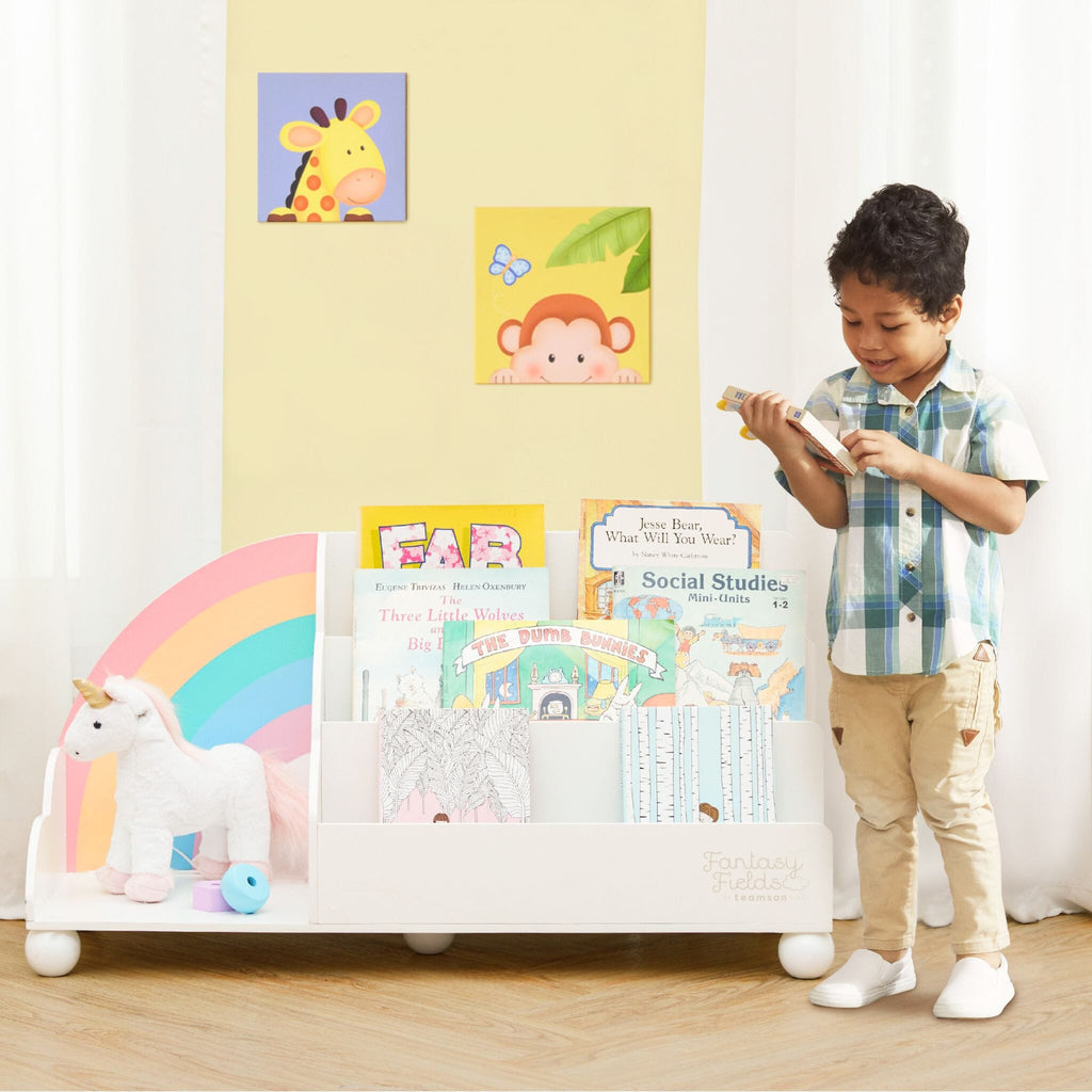 Fantasy Fields Kids Rainbow 3-Tier Wooden Display Bookcase | White