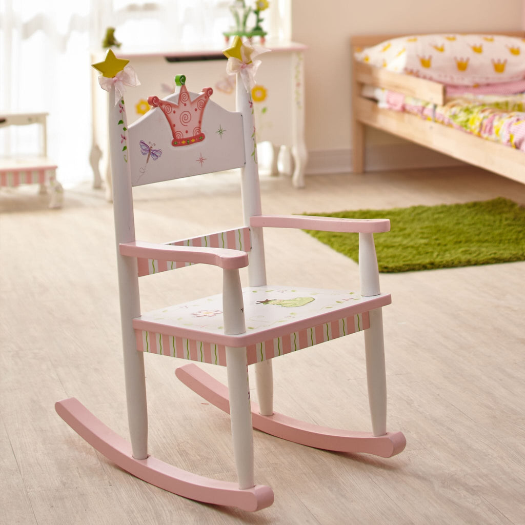Fantasy Fields Princess & Frog Kids Vintage Wooden Rocking Chair | Pink