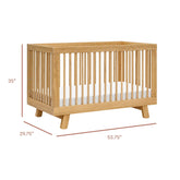 Hudson 3-in-1 Convertible Crib with Toddler Bed Conversion Kit | Honey