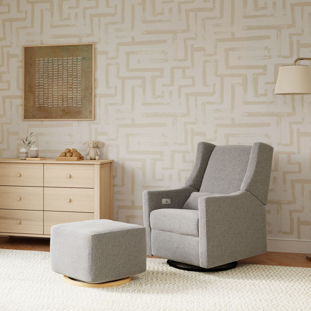 Kiwi Electronic Recliner and Swivel Glider | Grey Eco-Weave