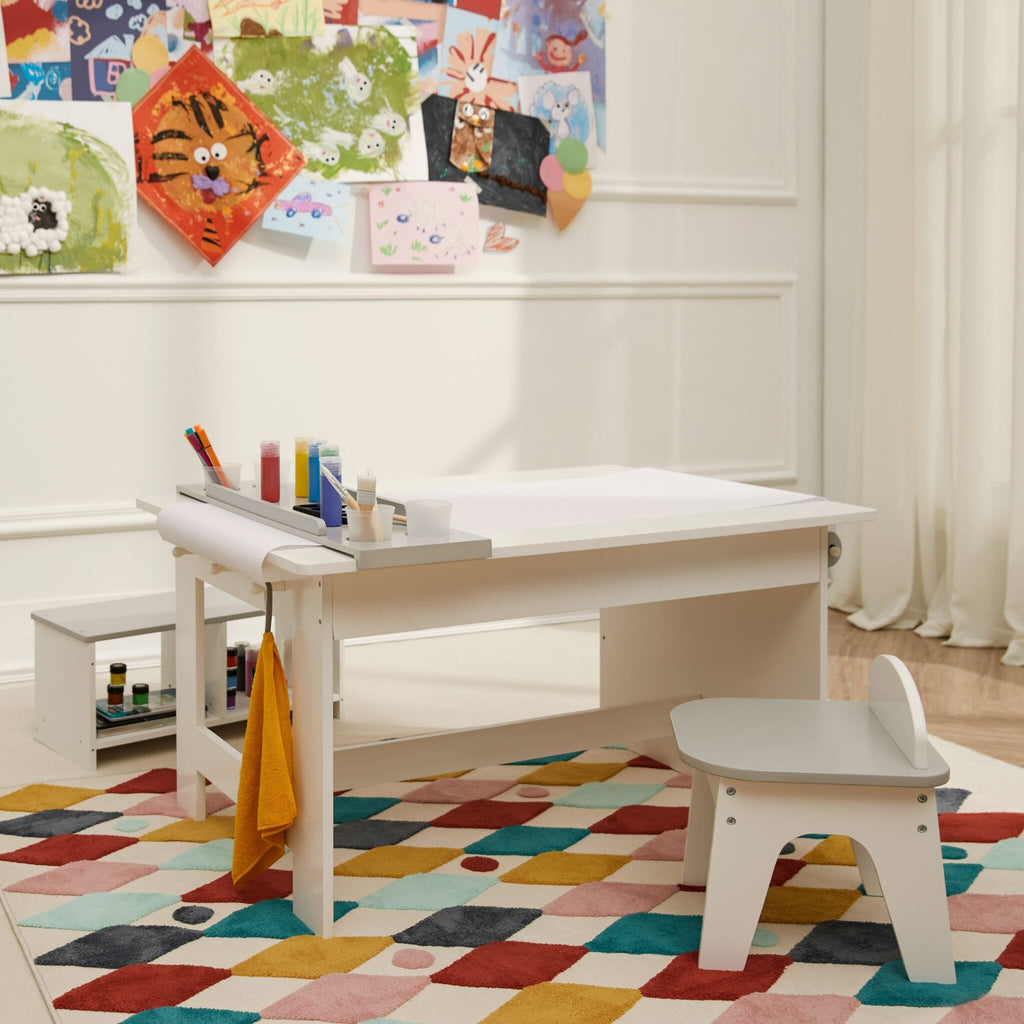 Little Artist Monet Kids’ Art Play Table | White/Gray