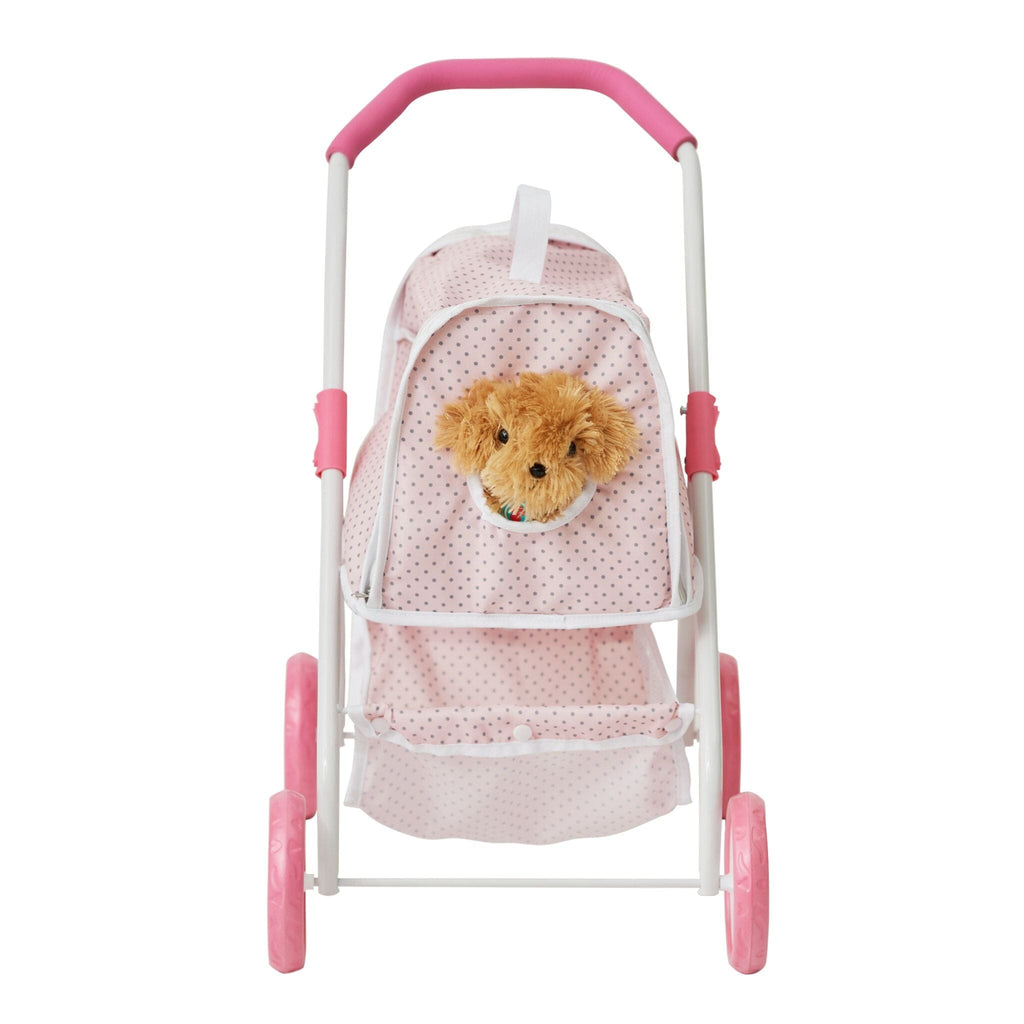 Olivia's Little World Play Pet Stroller + Pet Carrier | Pink/White