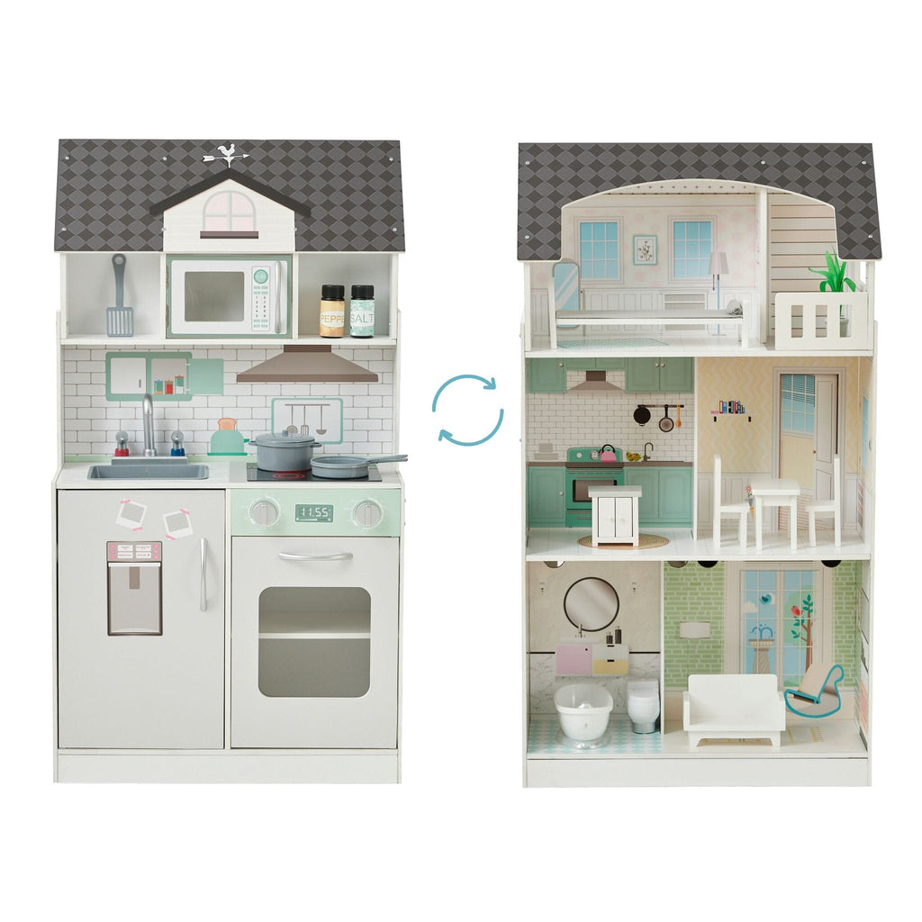 Wonderland Ariel 2-in-1 Dollhouse/Play Kitchen Set | Gray