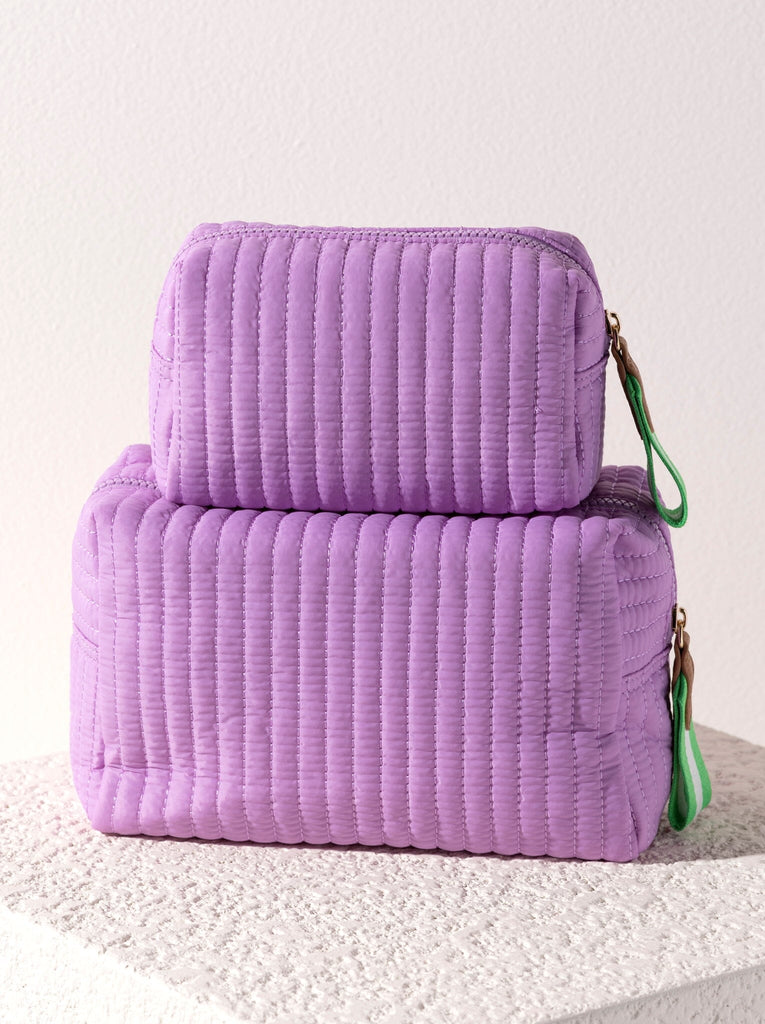 Shiraleah Ezra Quilted Nylon Small Boxy Cosmetic Pouch, Lilac by Shiraleah bags Shiraleah 