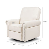 Linden Electronic Recliner and Swivel Glider - Cream Eco-Weave