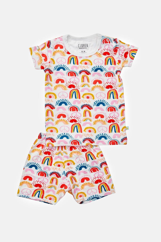 Shorts Pajama Set - Rainbows Pink by Clover Baby & Kids Clover Baby & Kids 12-18M 