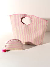 Shiraleah Lolita Stripe Tote, Pink and Ivory by Shiraleah Shiraleah 