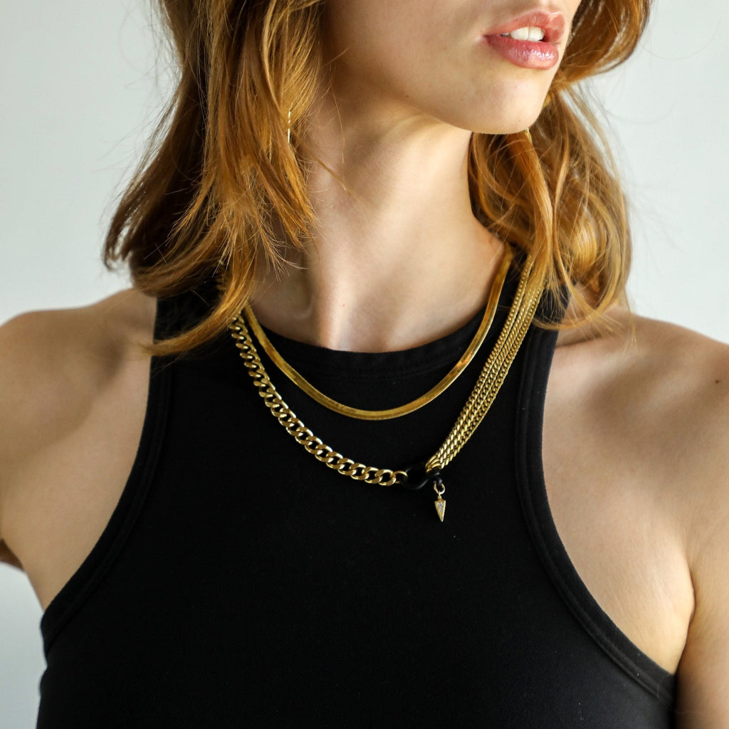 Matte Black Shackle Clasp Necklace | Trilogy Curb (18") Necklaces Rachel Nathan Designs 