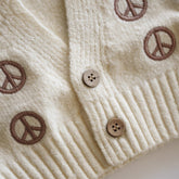 Peace Sign Knit Cropped Cardigan New shopatlasgrey 