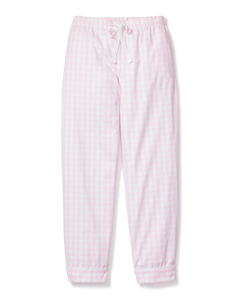 Women's Twill Pajama Pants in Pink Gingham Women's Pants Petite Plume 