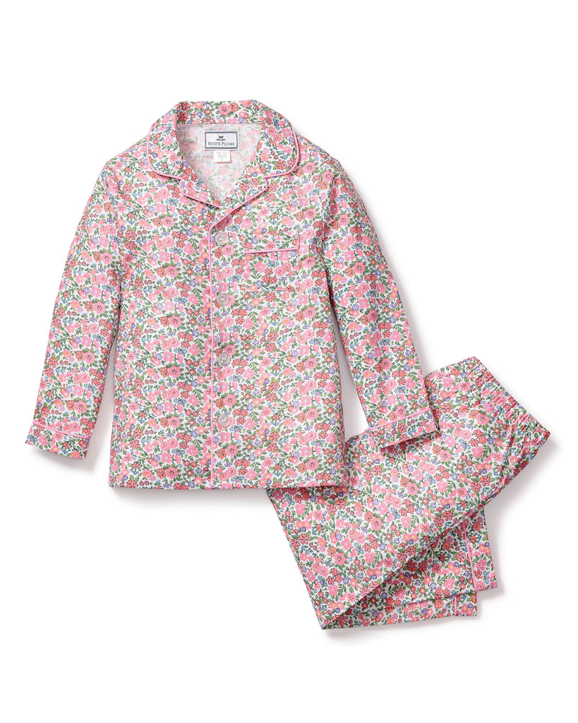Kid's Twill Pajama Set in Fleurs de Rose Children's Pajamas Petite Plume 