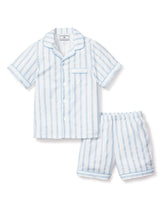 Kid's Twill Pajama Short Set in Periwinkle Stripe Children's Pajamas Petite Plume 