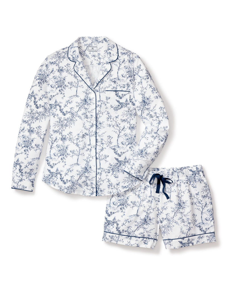 Women's Twill Long Sleeve Short Set in Timeless Toile Women's Pajama's Petite Plume 