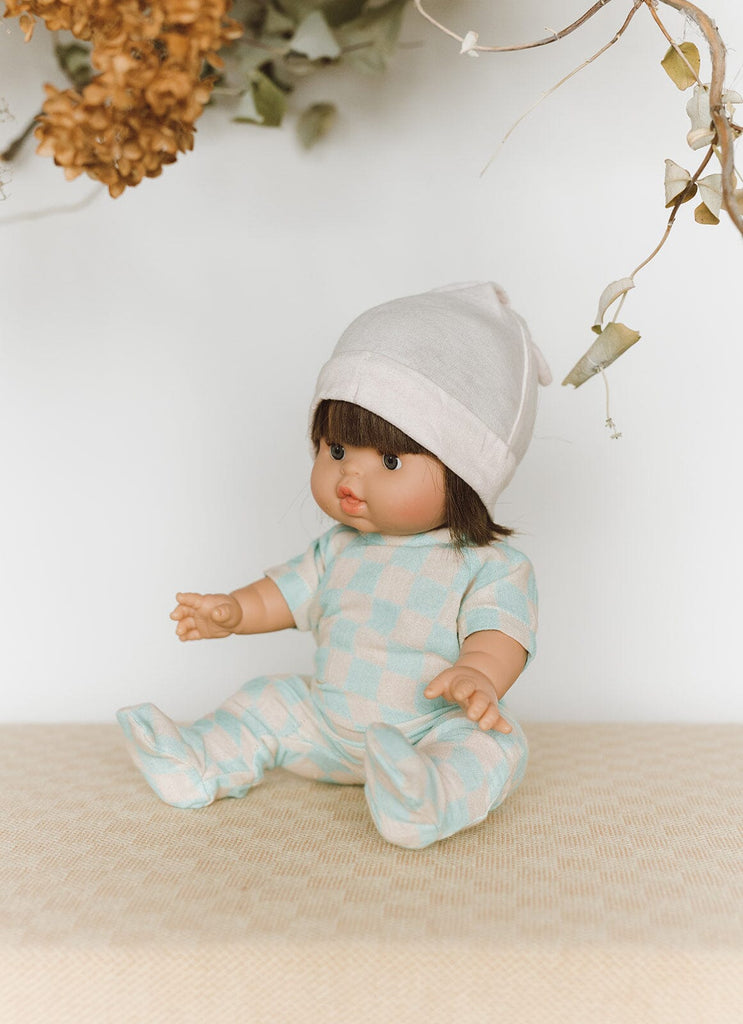 Check Jumpsuit and Beanie | Seafoam