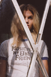 Music Is My Only Friend Tee | Ivory/Navy Tops & Tees Stoned Immaculate 