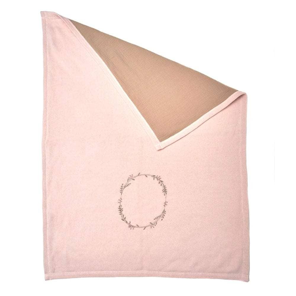 Wreath Embr. Double Sided Blanket - Pink Blanket MON AMI 
