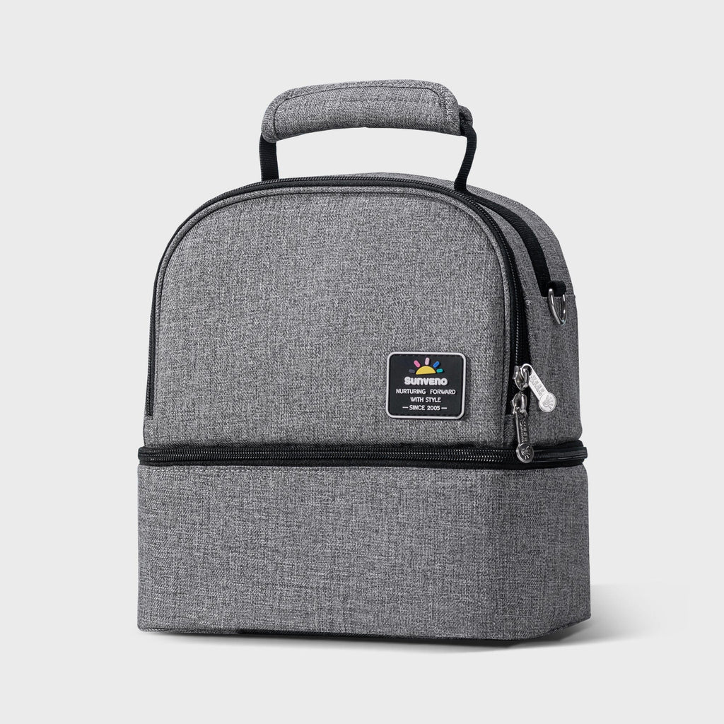 Dual Compartment Lunch Box Bag Lunch Boxes & Totes SUNVENO Grey 