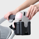 2-in-1 Stroller Cup Holder with Phone Holder Baby Stroller Accessories SUNVENO black 