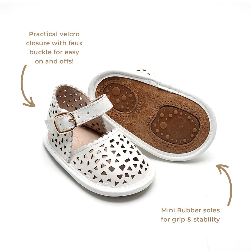 Leather Pocket Sandal | Color 'Cotton' | Soft Sole Shoes Consciously Baby 