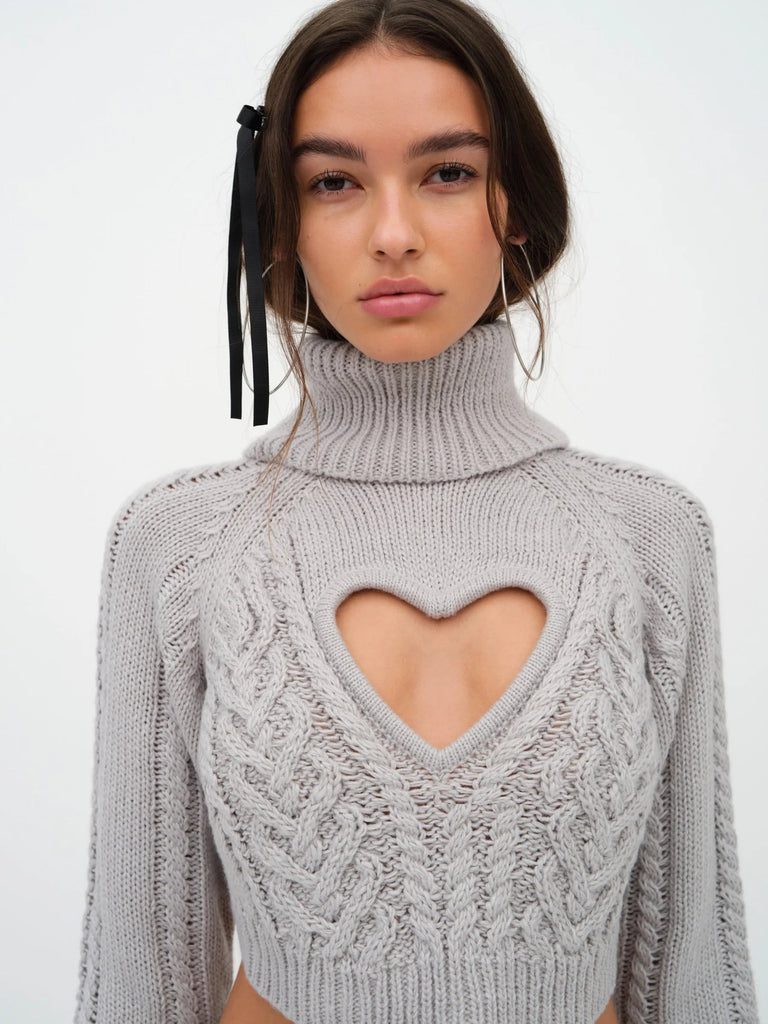 Vera Cropped Cut Out Sweater Sweaters For Love and Lemons XS Grey 
