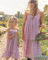 Girl's Twill Lily Nightgown in Fleurs de Rose Children's Nightgown Petite Plume 