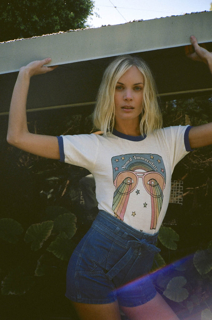 the girl with the kaleidoscope eyes ringer tee Tops stoned immaculate 
