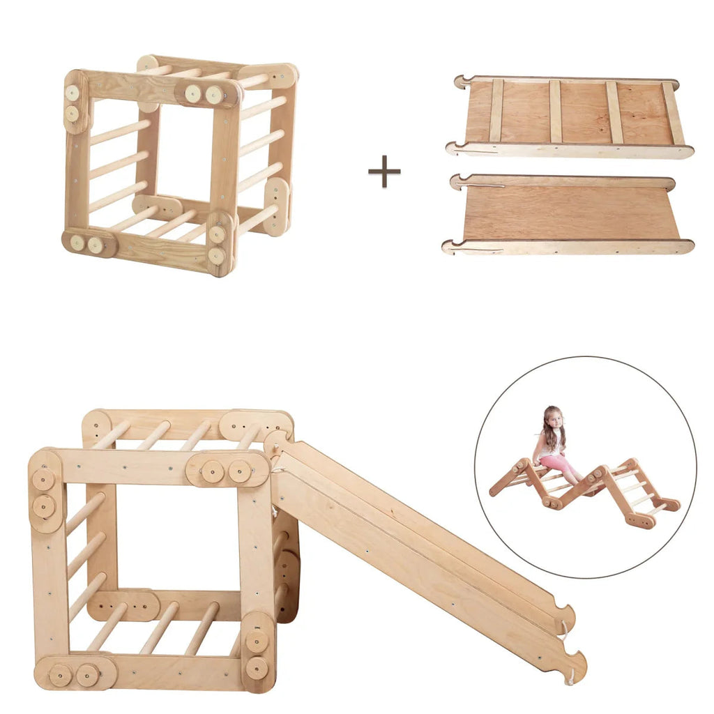 2in1 Montessori Climbing Set: Snake Ladder + Slide Board/Climbing Ramp 2in1 Playsets Goodevas 