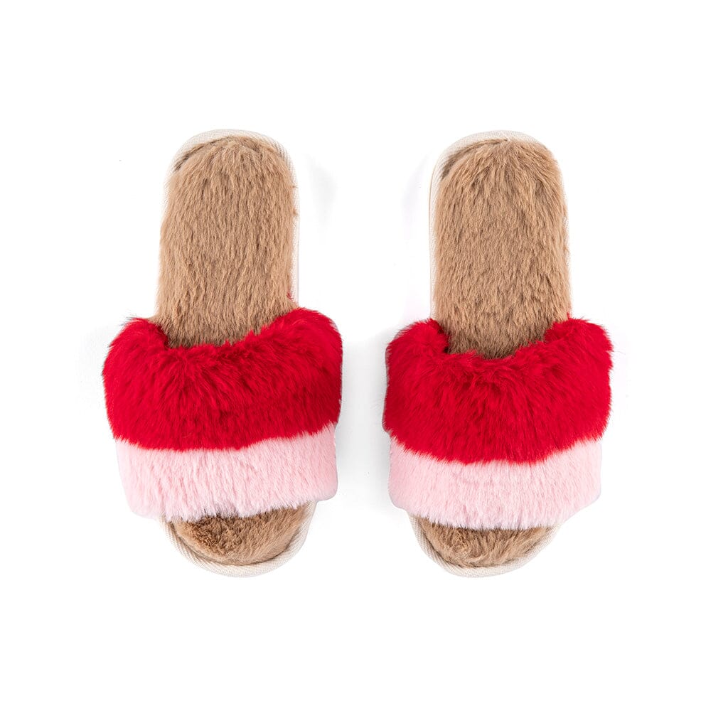 Shiraleah Mora Red and Pink Plush Holiday Slippers, Multi by Shiraleah Shiraleah 