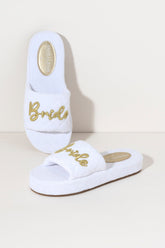 Terry "Bride" Pool Slides | White Sandals Shiraleah 