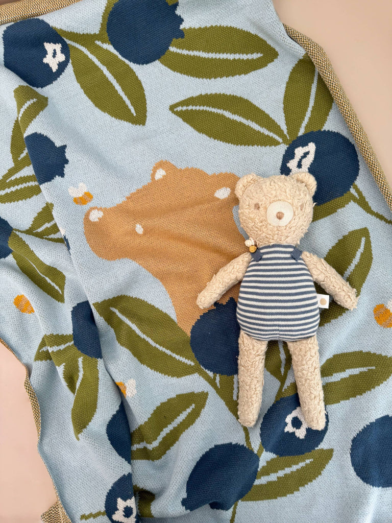 Blanket Blueberry Bear Bee Organic Cotton Spring Baby Decor The Blueberry Hill 
