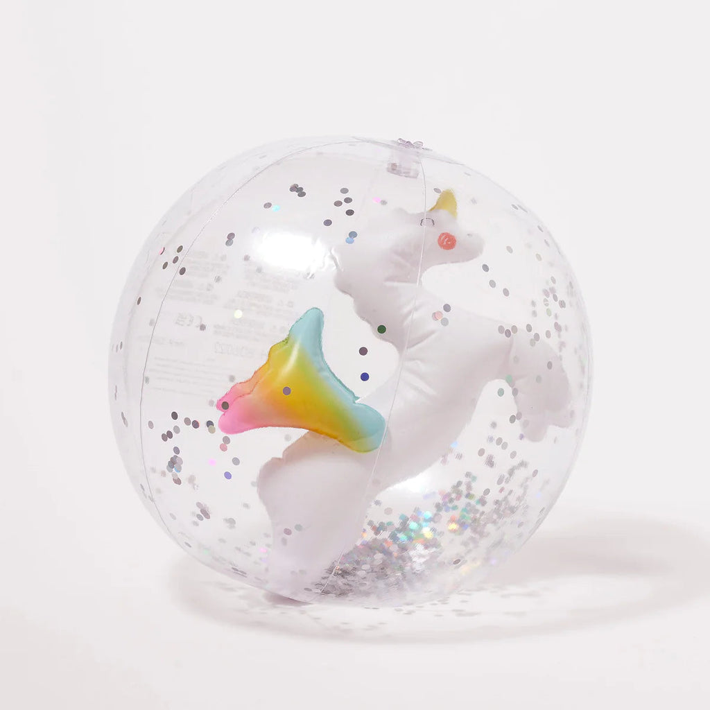 3D Inflatable Beach Ball Unicorn SunnyLife Clear/ Pink O/S 