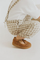 Leather Woven T-Bar | Color 'Walnut' | Hard Sole Consciously Baby 