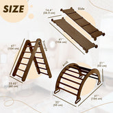 3in1 Montessori Climbing Set: Triangle Ladder + Wooden Arch + Slide Board – Chocolate NEW 3in1 Playsets Goodevas 