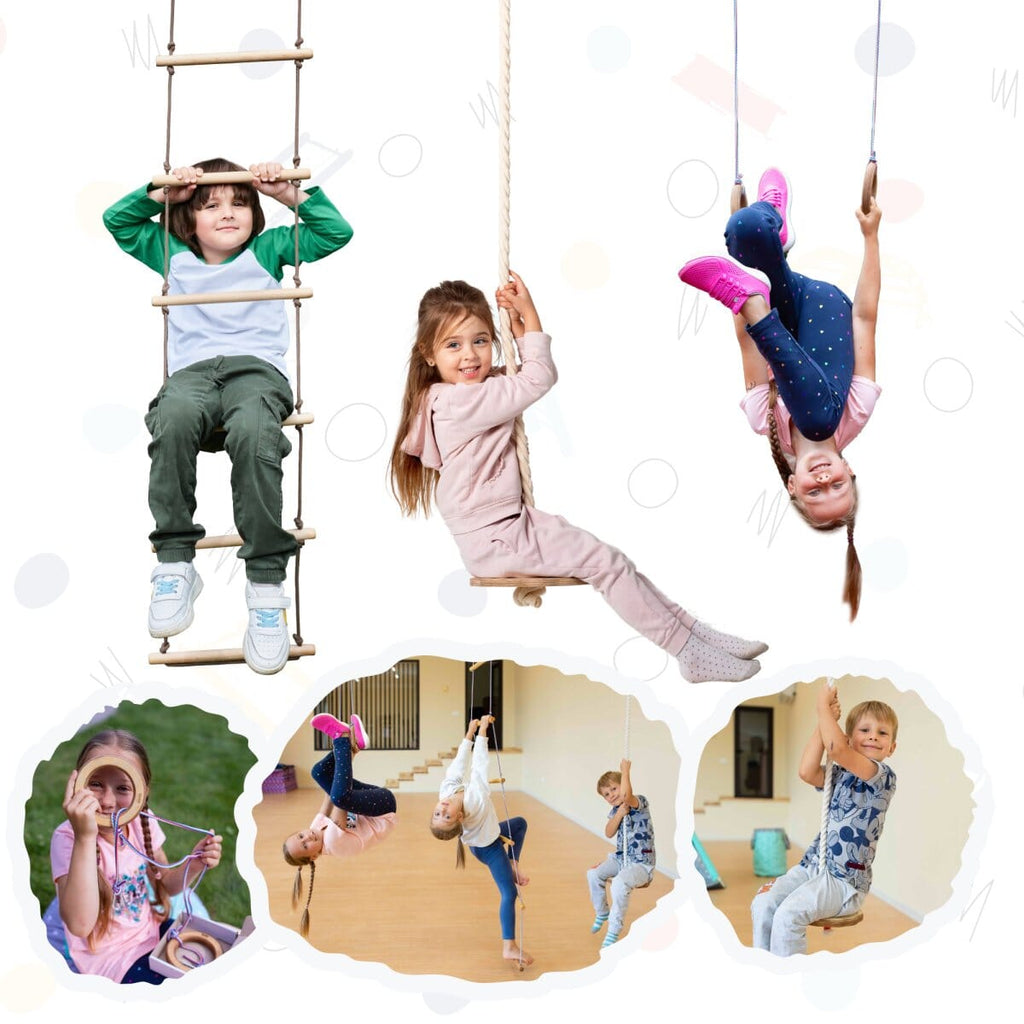 3in1 Swings Set: Rope Ladder + Gymnastic Rings + Disc Rope Swing 3in1 Swing Set Goodevas 