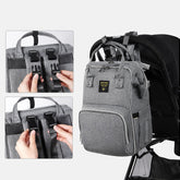 Open-Wide Diaper Backpack Diaper Bags SUNVENO Gray 