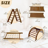4in1 Montessori Climbing Set: Triangle Ladder + Arch/Rocker + Slide Board/Ramp + Net – Chocolate 4in1 Playsets Goodevas 