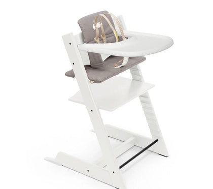 Stokke Tripp Trapp Complete with Cushion & Tray | White/Icon Grey High Chairs & Booster Seats Stokke OS 